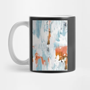 New dawn white & bright - fluid painting pouring image in white, orange and sky blue Mug